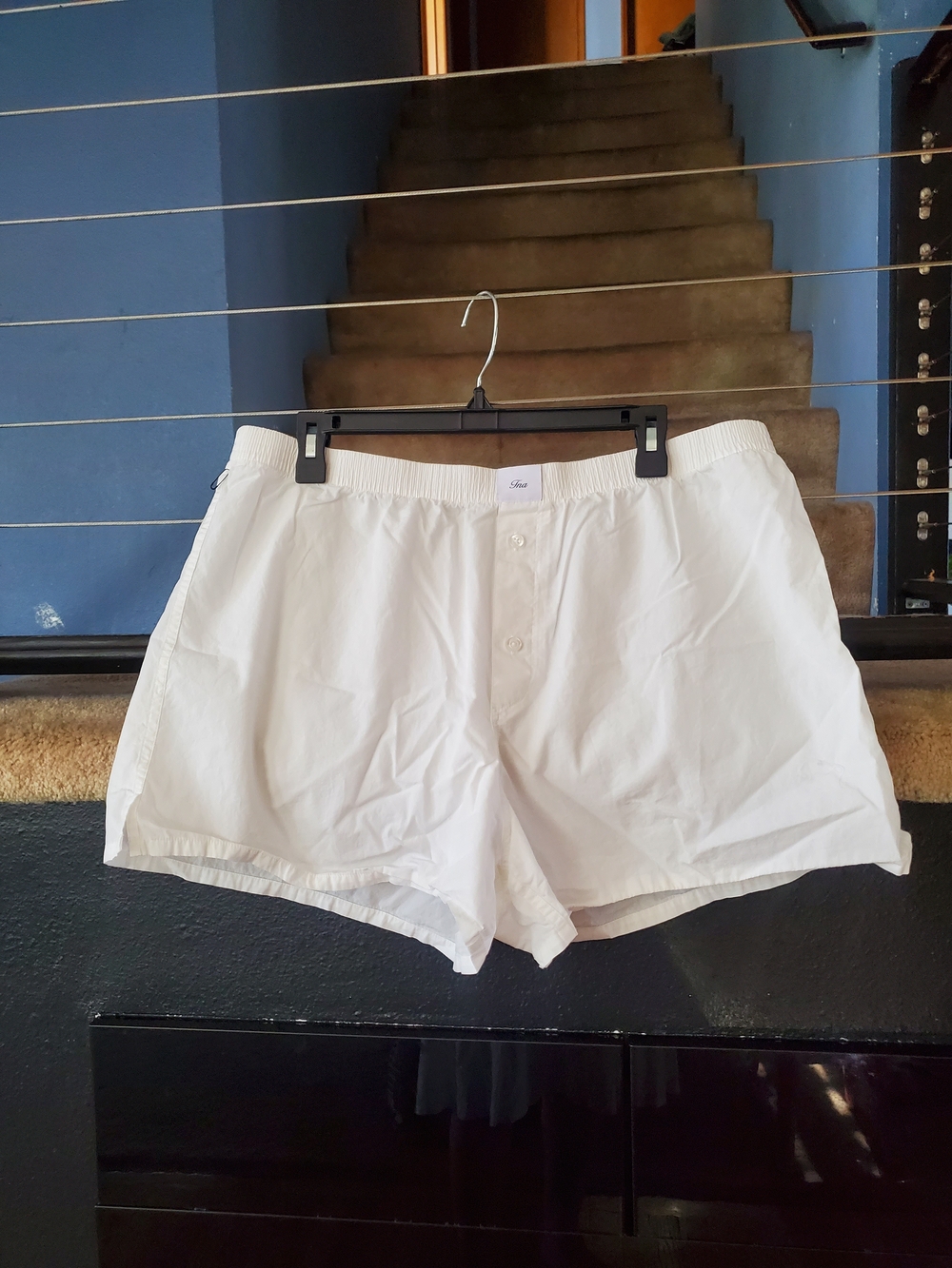 Ina White Cotton Button-Front Sleep Shorts